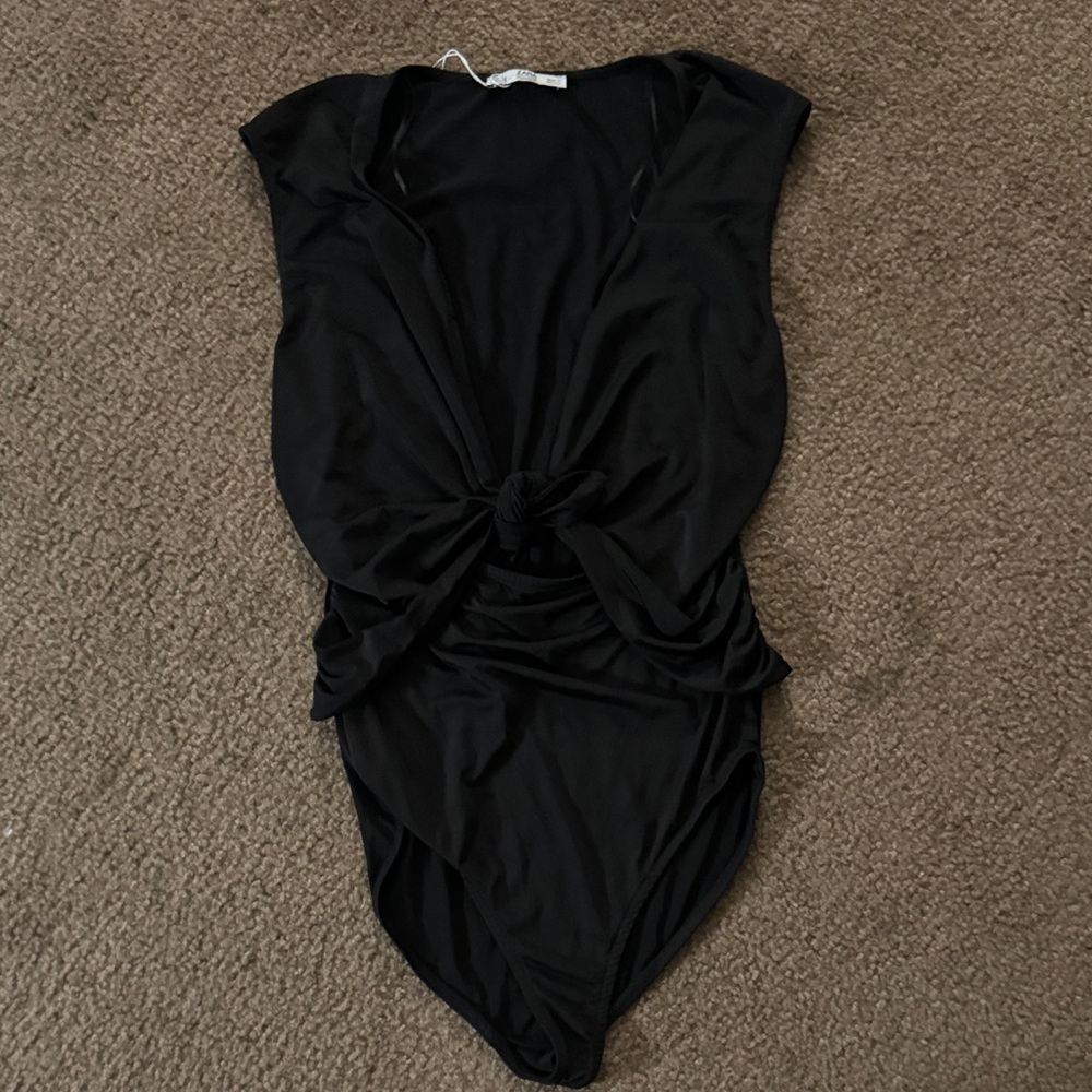 Zara Black Knotted Bodysuit